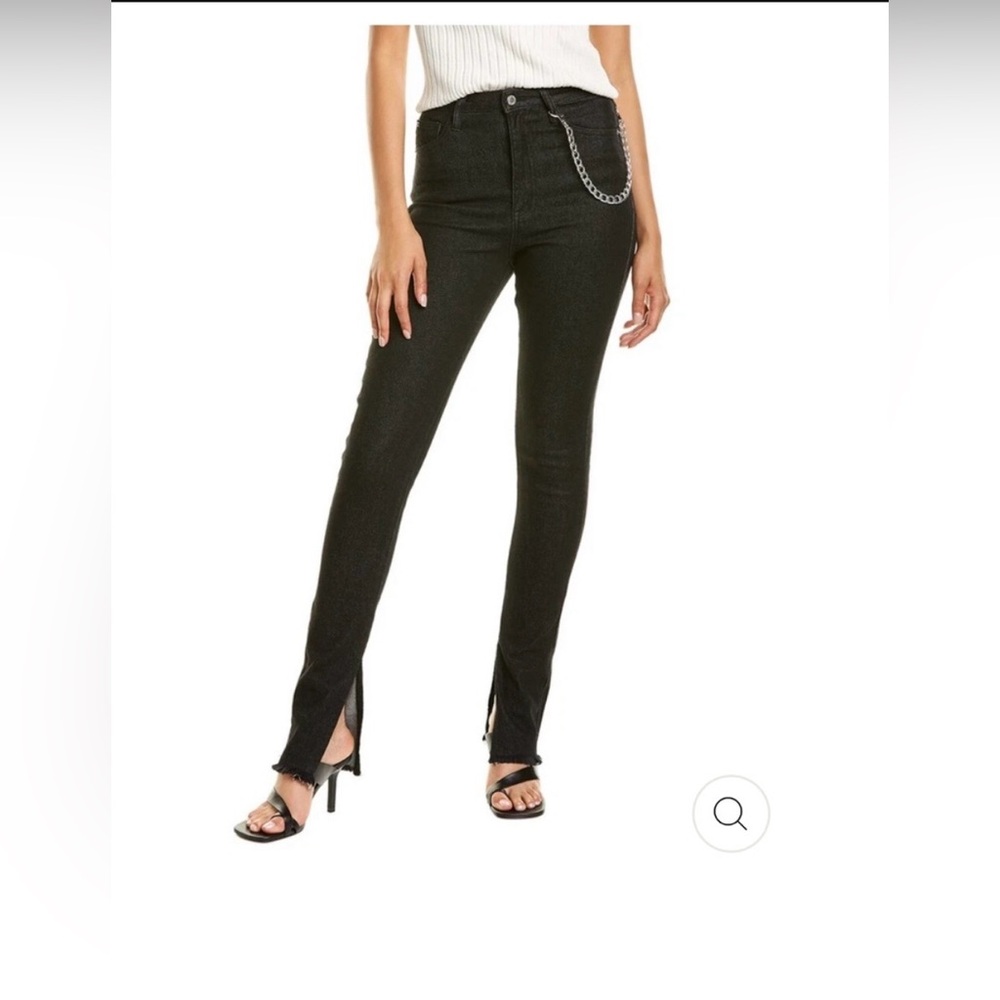 WeWoreWhat Black Stretch Skinny Jeans with Ankle Slits